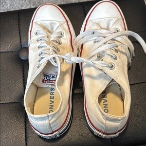 Converse White and Red Low-Top Sneakers